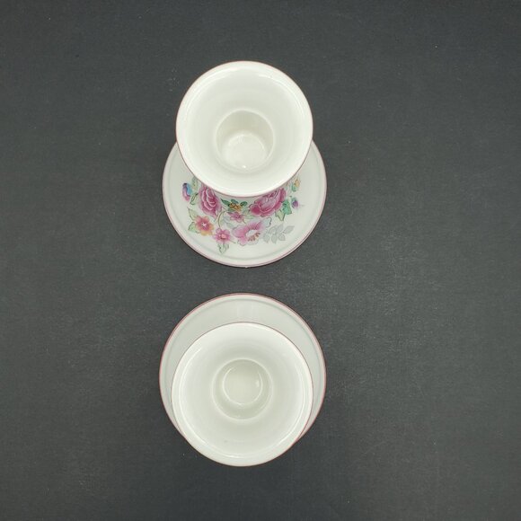 Elizabeth Arden Pink Floral Candlesticks Pink Flowers Taper Candle Holders - Picture 3 of 10